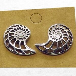 Silver Tone Nautilus Earrings